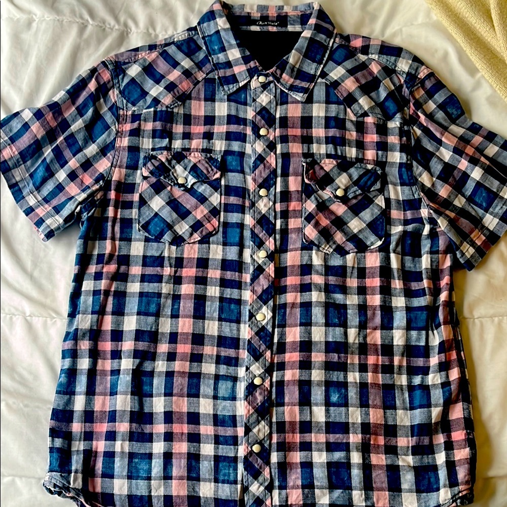 Chip and Foster - VG used condition - Blue and Pink Plaid Men's Shirt
